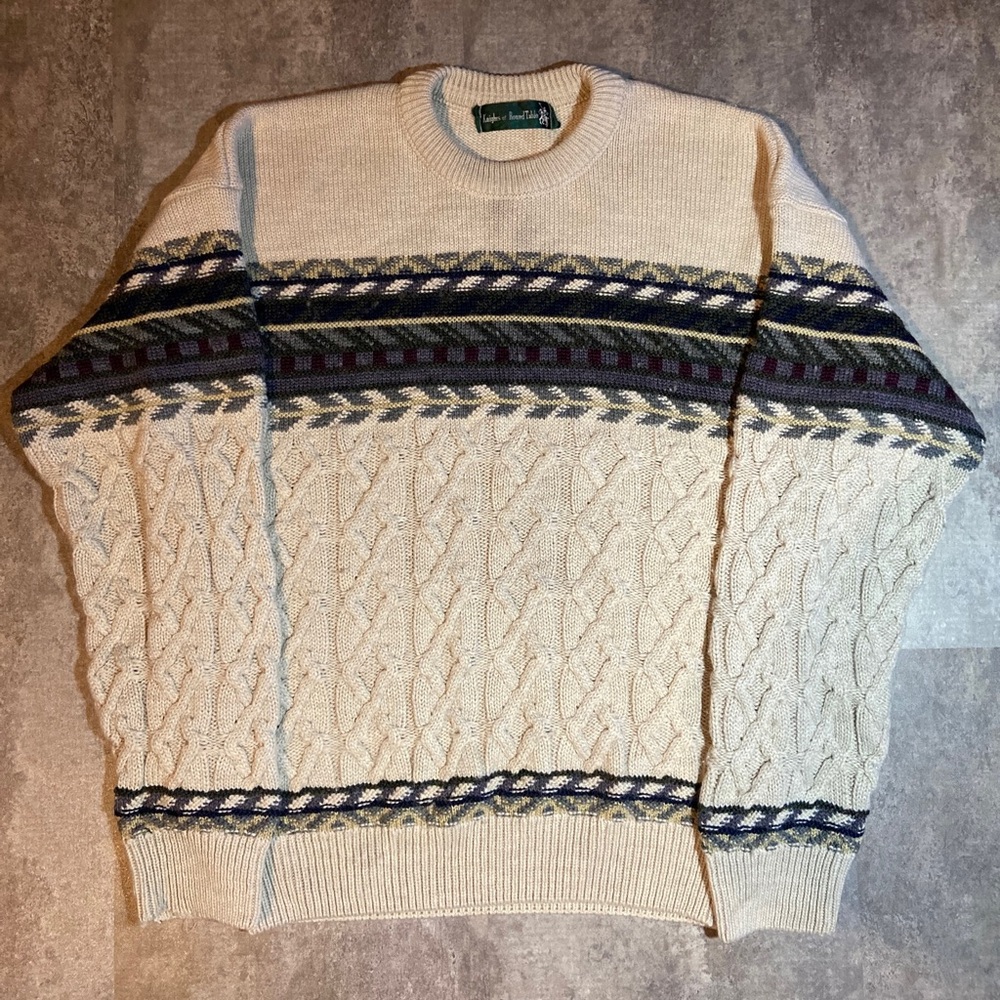 Vtg Knights Of The Round Table Sweatshirt Sweater Men's XL Crew Neck Color Knit